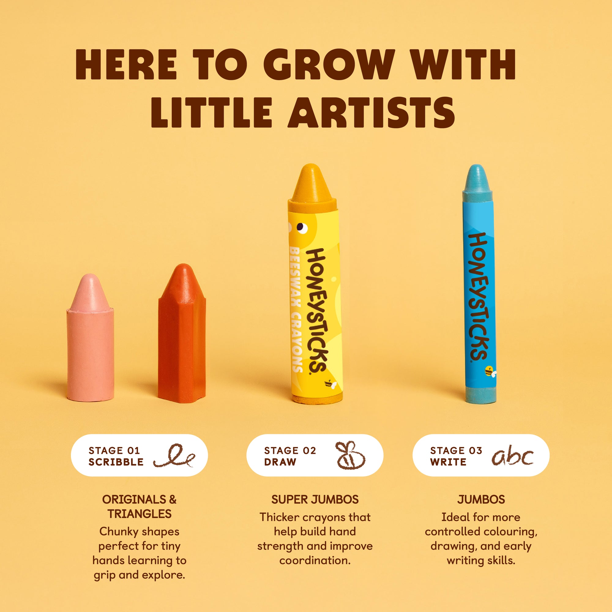 Honeysticks Beeswax Crayons Originals Pastel 12pk